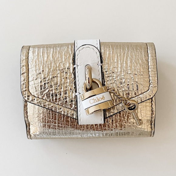 NWT Chloe Mini Metallic Trifold Wallet - Picture 2 of 16